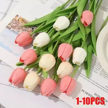 Тюльпан Искусственный тюльпан Букет искусственных цветов PU Домашний сад Спальня Украшение Свадебная вечеринка Декор Цветочный букет Подарок 1PCS розовый
