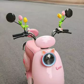 Тюльпан Мотоциклетные Украшения Плюшевые Электрические Украшения для Автомобиля Зеркало Заднего Вида Подвеска Пружина 4pcs розовый