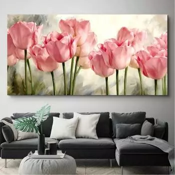 Тюльпан Wake Up Wall Art Плакат Эстамп Скандинавская Холст Картина Гостиная Отель Украшение дома Фотографии Плакаты на стене 20x40cm No Frame