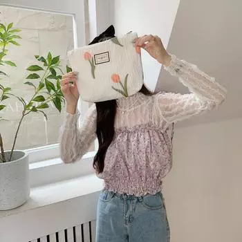 Тюльпановая комбинированная сумка большой емкости, клатч, сумка-органайзер, женская сумка-тоут, сумка для покупок через плечо