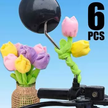 Тюльпаны цветы плюшевые украшения украшение для зеркала заднего вида электромобиля тюльпаны гибкие декоративные аксессуары своими руками