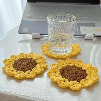 Тюльпаны Вязаные подставки Подставки ручной работы крючком Подставка Изоляция Настольный коврик Подставка для столовых приборов Декор для домашнего кухонного стола