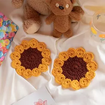 Тюльпаны Вязаные подставки Подставки ручной работы крючком Подставка Изоляция Настольный коврик Подставка для столовых приборов Декор для домашнего кухонного стола