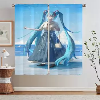 Тюль в кухонных занавесках для дверей Мику короткие оконные занавески 2 шт. комплект таможенная бесплатная доставка товары для дома и украшения комнаты W50xH70cmx2pcs-CL