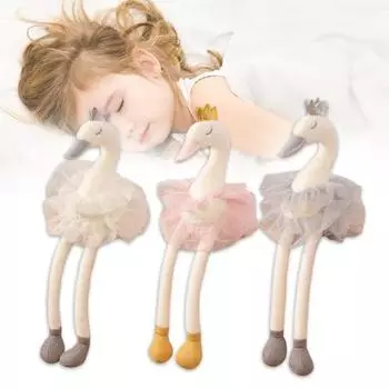 Тюлевая юбка Лебедь, плюшевая игрушка, сидящий длинноногий лебедь, плюшевая игрушка, кукла, спальная подушка, украшение для дома, дети, подруга, взрослые, подарок на день рождения M розовый