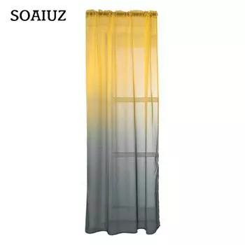 Тюлевая занавеска, мягкая на ощупь, дышащая, 2 размера, прозрачная драпировка с градиентным дизайном для фермерского дома S синий