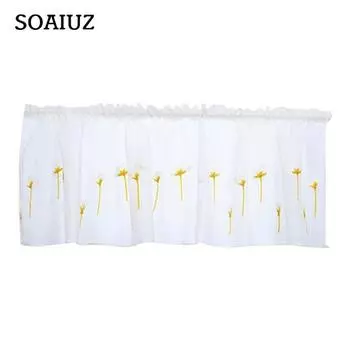 Тюлевая занавеска, нежная перфорированная, моющаяся, элегантная, вышитая, украшение для дома на окно синий