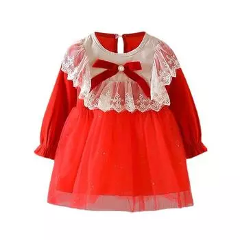 Тюлевое платье для маленьких девочек, платья с кружевной отделкой и оборками, блестящее пышное платье-пачка с рукавами-фонариками, платья принцессы с бантом, весенне-осенние наряды, От 0 до 3 лет 80