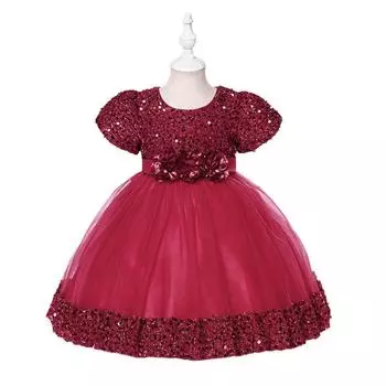 Тюлевое платье для малышей, сетчатое платье с короткими рукавами и большим бантом, декорированное детским цельным нарядным свадебным платьем 70 французские вина