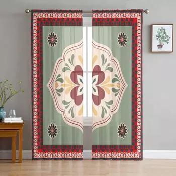 Тюлевые оконные занавески с цветочной текстурой, прозрачные занавески для гостиной, украшения дома, драпировка, панель 135W x 114H(cm)