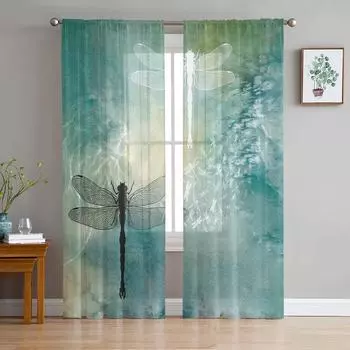 Тюлевые шторы с градиентом в горошек для гостиной, прозрачные занавески для спальни, оконные жалюзи, вуаль, шторы 135W x 114H(cm)