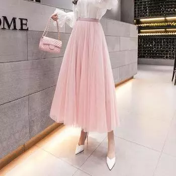 Тюлевые юбки с эластичной резинкой на талии, женские модные эластичные сетчатые юбки-пачки с высокой талией, сексуальное платье миди с торфом для девочек one size белый