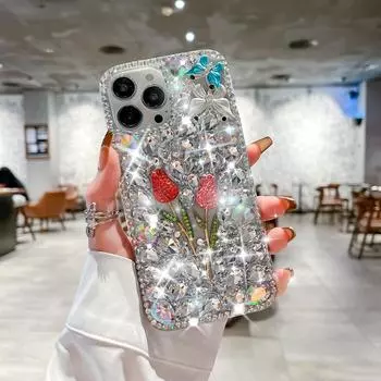 Tulip Diamond подходит для Apple IPhone16ProMax Luxury Anti-Fall 15ProMax All-inclusive 14 мобильный телефон чехол iPhone11