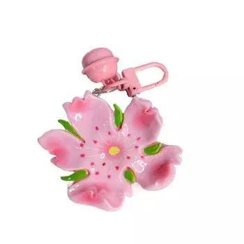 Tulip Peach Blossom Pendant Resin Car Key Ring Lovely Peach Flower Keychain Backpack Decoration Style 2