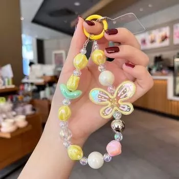 Tulip Phone Charm Strap Graffiti Butterfly Phone Lanyard Durable Purse Bag Pendant