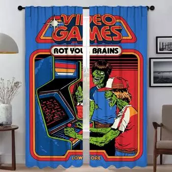 Tulle for Bedroom Child Student Stay Positive Anti-mosquito Curtains for Living Room Blackout Curtain Home Interior Curtains W50xH70cmx2pcs-CL