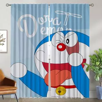 Tulle for Bedroom Doraemones Living Room Curtain Halloween Decoration Kitchen Curtains 2 Pieces Shades Home Interior Curtains W50xH70cmx2pcs-CL