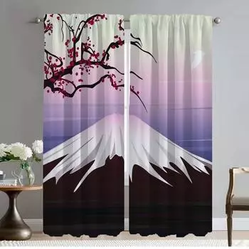 Tulle for Bedroom Fuji Curtains Child Room Blackout Curtain for Room 2 Panel Halloween Decoration Home Interior Curtains Living W50xH70cmx2pcs-CL