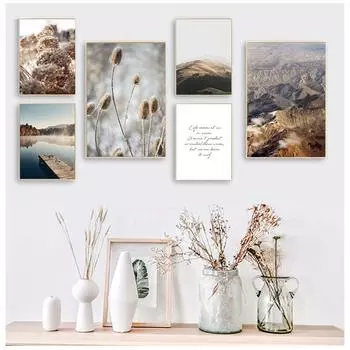 Туман Осенний лес Озеро Картина маслом Скандинавский нордический стиль 21cm30cm NoFrame