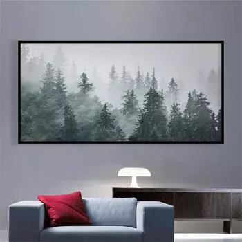 Туманный лесной пейзаж, настенная живопись, картина Туманный лес, украшение, картина для гостиной, картина маслом, постер 20cm40cm NoFrame