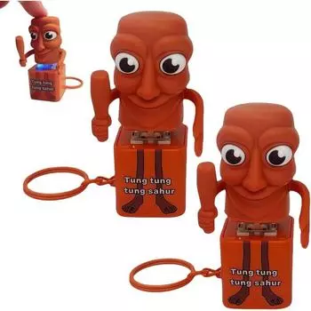 Тун Тун Тун Сахур Клавиатурный Кликер Брелок-Фиджет, Кнопка Итальянского Мема про Мозговой Гниль, Портативные Подарки для Снятия Тревоги, Игрушка для Снятия Стресса 2PCS