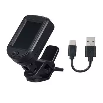 Тюнер для гитары с клипсой, цифровой тюнер для укулеле, поворотный ЖК-дисплей, перезаряжаемый тюнер Type-C, чёрный