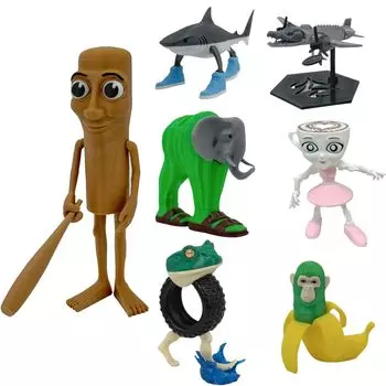 TungTungTungСахур Мини TungTungTungСахур 3D Интернет Итальянский Мозговая гниль Мозговая гниль 13 см Фигурка, Фигурка, Коллекционная, Принт, Мем, Персонаж, Игрушка, (набор