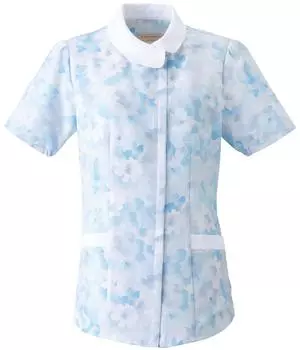 Tunic Floral Print Scrub Medical Nursing Care 2144 Blue Japan LL to Japanese size [Fork] Women s (equivalent XL) синий