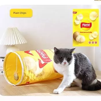 Tunnel Cat Toy Self-Hi Relieving Stuffy Handy Gadget Kitty Maze Channel Kittens Cat Teaser Bite-Resistant Pet Supplies Original potato chips about 42*24cm