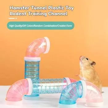 Туннель для хомяка, пластиковая игрушка, тренировочный канал для грызунов, прочный, самодельный, сращивающийся, лабиринт, трубка, внешний трубопровод для мелких животных, аксессуары синий