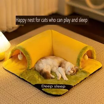 Туннель для кошек с подушкой, игрушки для домашних животных, интерактивные игрушки для кошек, можно использовать как кровать для кошки, есть диван, легко снимается 50X50CM