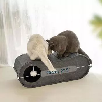 Туннельная кровать для кошек, войлочное гнездо, большой крытый пещерный домик для кошек, укрытие для сна у кошек