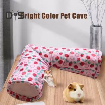 Туннельная кровать для мелких животных, убежище для морских свинок, пещера для хомяков, плюшевое успокаивающее гнездо, клетка, аксессуары для морских свинок, ежиков, хомяков, кроликов 1 жёлтый