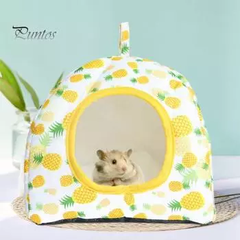 Туннельная кровать для мелких животных, убежище для морских свинок, пещера для хомяков, плюшевое успокаивающее гнездо, клетка, аксессуары для морских свинок, ежиков, хомяков, кроликов 1 синий