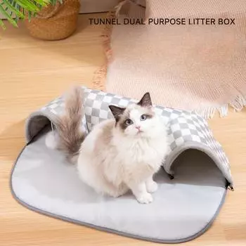 Туннельное гнездо для кошек Универсальный коврик для кошек на все времена года Кровать для кошек Убежище для кошек Летнее гнездо для домашних животных Съемное S