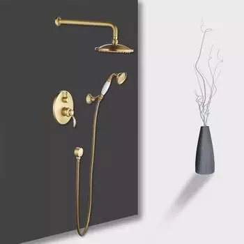 Tuqiu античный бронзовый латунный смеситель для душа в ванной комнате, набор клапанов с круглой душевой головкой, настенный комплект для душа в ванной комнате