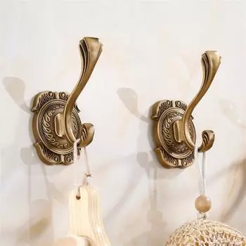 Tuqiu Антикварный резной крючок для халата в ванной, настенные крючки, алюминиевый крючок для кухонного полотенца, черный держатель для шляпы и сумки, крючок для одежды