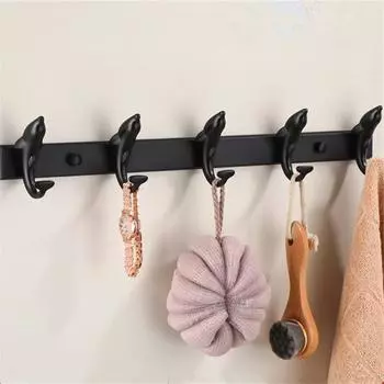 Tuqiu Black Dolphine Bathroom Robe Hook Wall Hooks Aluminum Kitchen Towel Hook Black Key Hat Bag Hanger Holder Clothes Hook
