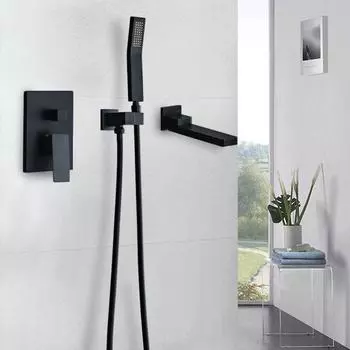 Tuqiu черный смеситель для ванны и душа набор для ванны и душа смеситель для ванны смеситель с ручным латунным краном для ванны матовое золото