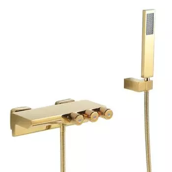 Tuqiu Gold Bathtub Shower Set Wall Mounted Brushed Gold Bath Faucet Bathroom Waterfall Bath & Shower Mixer Tap Brass New