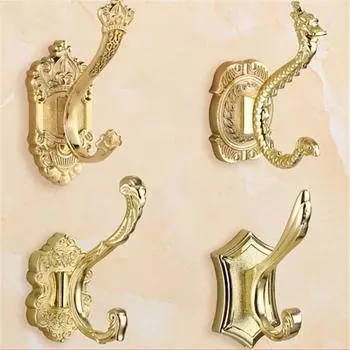 Tuqiu Gold Резной крючок для халата в ванной Настенные крючки Алюминиевый крючок для кухонного полотенца Черный ключ Держатель для вешалки для шляп и сумок Крючок для одежды