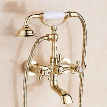 Tuqiu Gold смеситель для ванны и душа, настенный хромированный смеситель для ванны, смеситель для ванны и душа с холодной и горячей водой