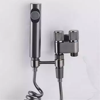 Tuqiu Gun Серый ручной распылитель для биде Душевой комплект для унитаза Латунная душевая головка Shattaf Медный клапан Набор струйных кранов для биде