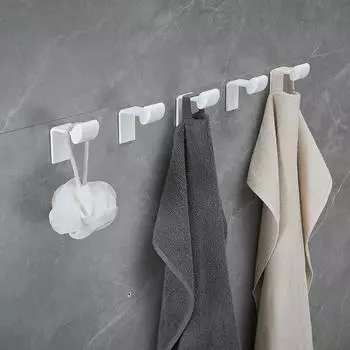 Tuqiu Крючок для халата Белый крючок для одежды без гвоздей Вешалка для одежды Вешалка для полотенец Алюминиевый кухонный крючок Дверная вешалка