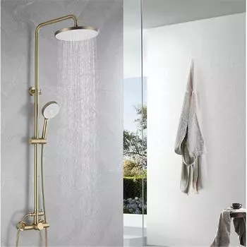 Tuqiu Матовый золотой смеситель для душа для ванной комнаты, смеситель для душа с эффектом дождя SUS304, набор смесителей для душа для ванной комнаты