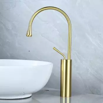Tuqiu Матовый Золотой Смеситель Для Раковины Смеситель Для Ванной Комнаты Горячая Холодная Латунный Смеситель Для Раковины Латунный Смеситель Для Кухни Поворотный Раковина Водопроводный Кран