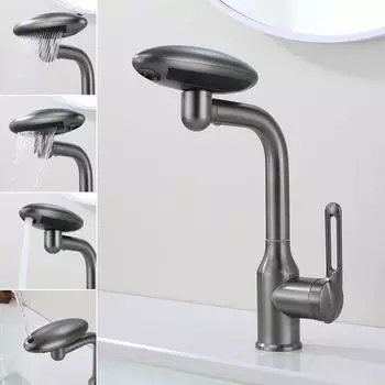 Tuqiu многофункциональный смеситель для ванной комнаты серый смеситель для раковины горячая холодная вода кран античная бронза монтируется на бортике универсальные водопроводные краны белый