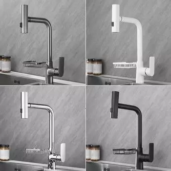 Tuqiu многофункциональный выдвижной кухонный кран серый кран для мойки горячая холодная белая вода смеситель кран монтируется на бортике универсальные водопроводные краны белый