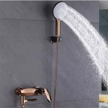 Tuqiu Rose Gold Bathtub Shower Set Hot and Cold Gold Bathroom Shower Faucet Gray Bathroom Waterfall Bath & Shower Faucet Brass жёлтый