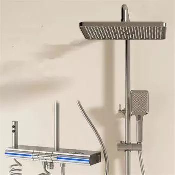 Tuqiu серый цифровой дисплей смеситель для душа в ванной комнате латунный смеситель для душа с эффектом дождя в ванной латунный смеситель для ванны и душа набор